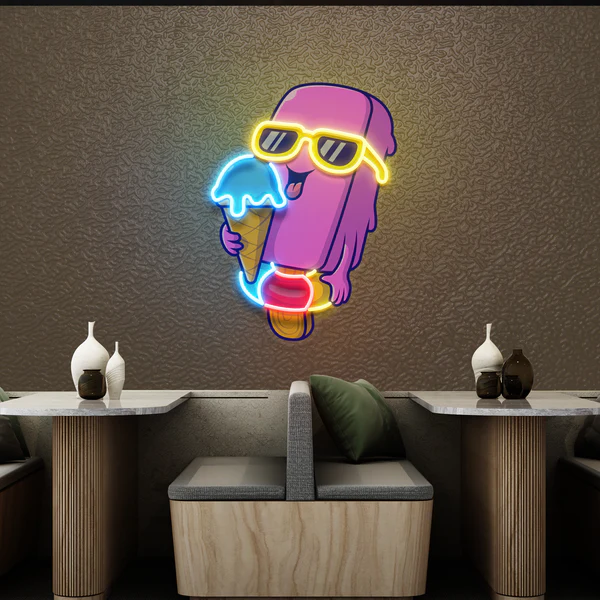 Sweet Summer Cute Ice Cream Artwork Led Neon Sign Light