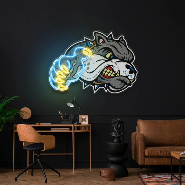 Bulldog Cartoon Artwork Led Neon Sign Light