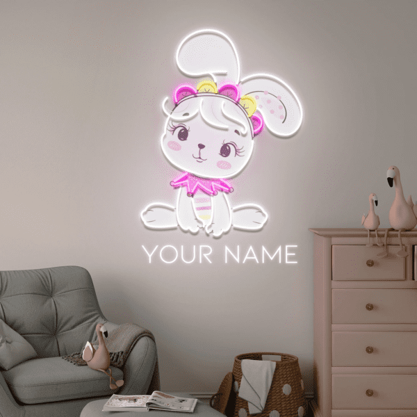Personalized Baby Rabbit Girl Gift For Kids Artwork Led Neon Sign Light