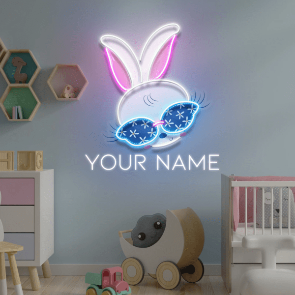 Custom Name Beautiful Rabbit Girl Gift For Kids Led Neon Sign Light