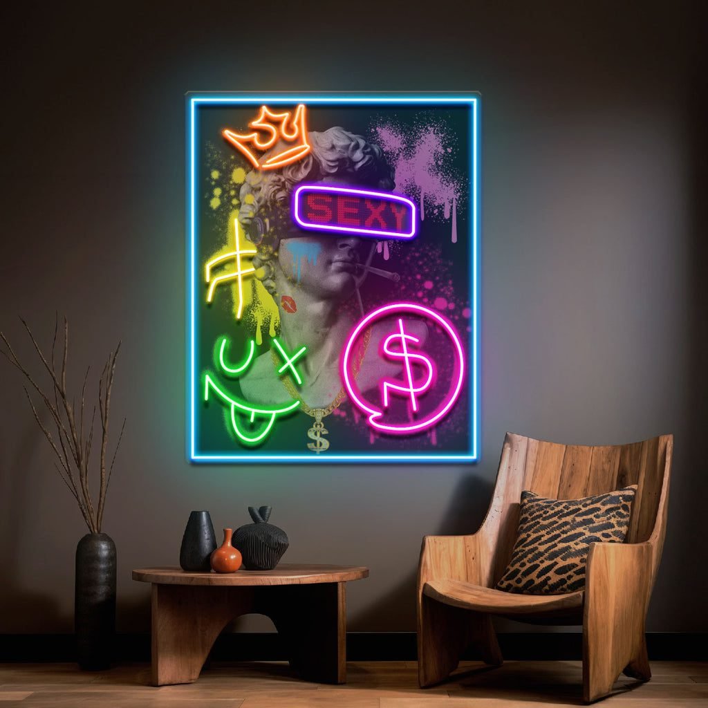 David Party House Collapse Art LED Neon Sign Light Pop Art - Image 2