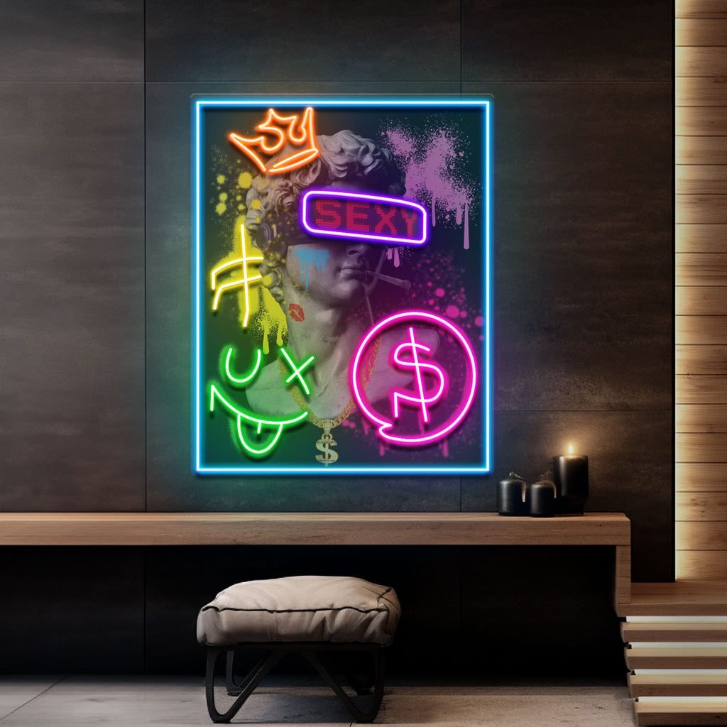David Party House Collapse Art LED Neon Sign Light Pop Art - Image 4