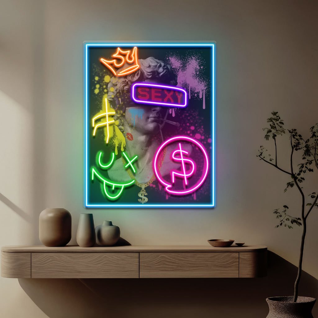 David Party House Collapse Art LED Neon Sign Light Pop Art - Image 3