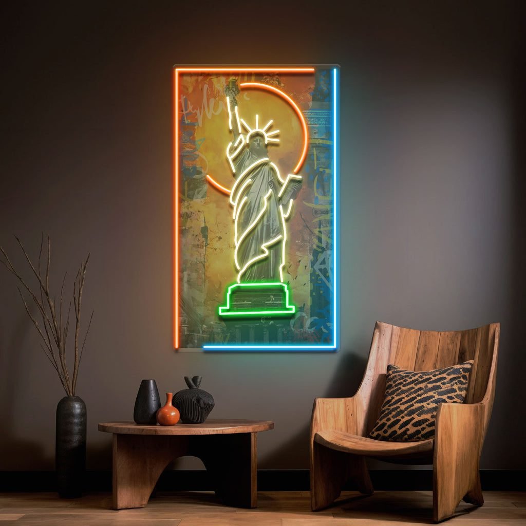 Colorful Liberty Statue Collapse Art LED Neon Sign Light Pop Art - Image 3