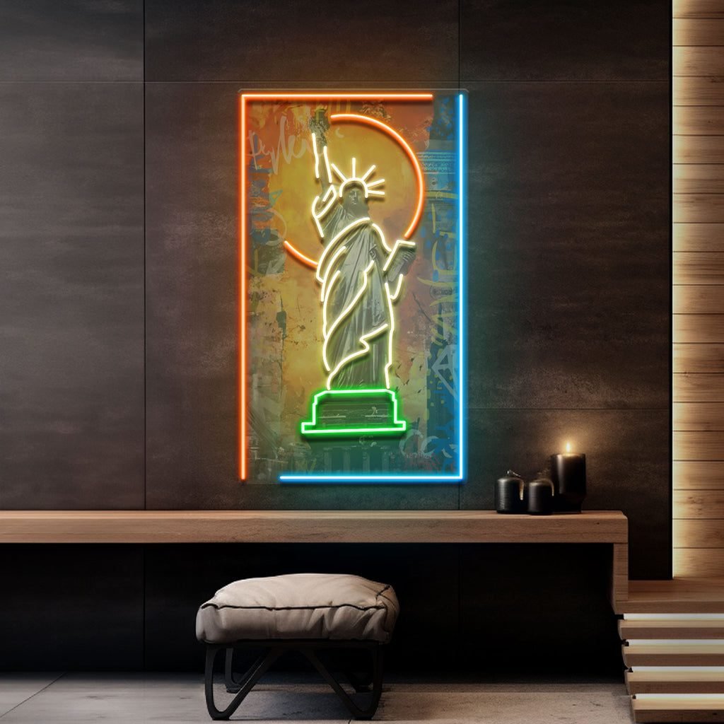 Colorful Liberty Statue Collapse Art LED Neon Sign Light Pop Art - Image 2