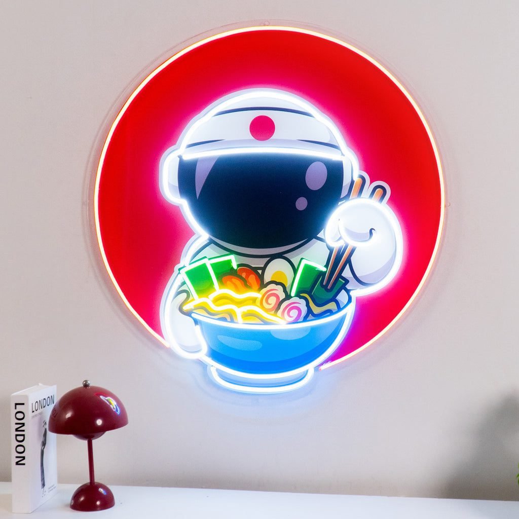 Astronaut Eating Ramen Led Neon Acrylic Artwork - Image 2