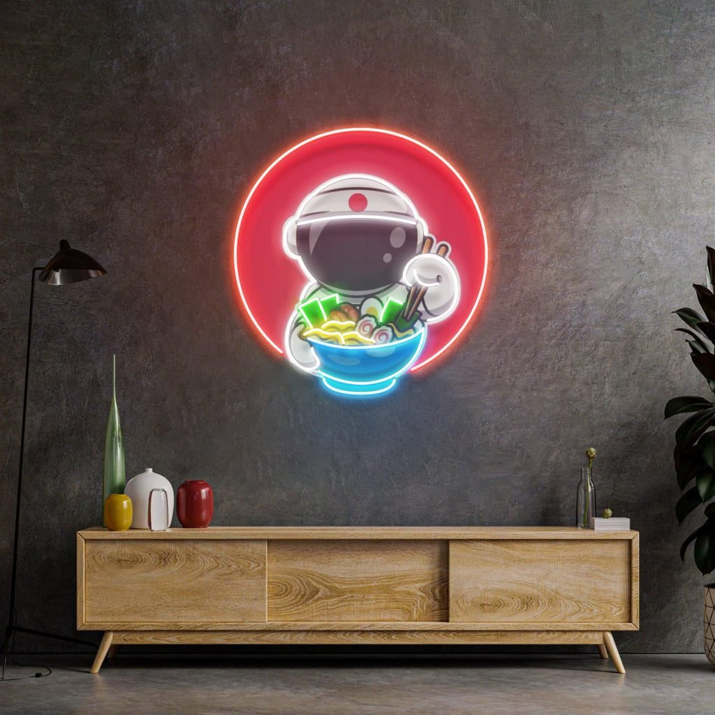 Astronaut Eating Ramen Led Neon Acrylic Artwork - Image 3