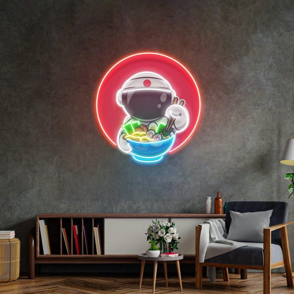 Astronaut Eating Ramen Led Neon Acrylic Artwork - Image 4