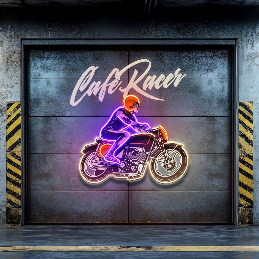 Cafe Racer Custom Motorcycles Maniac LED Neon Sign Light Pop Art - Image 3