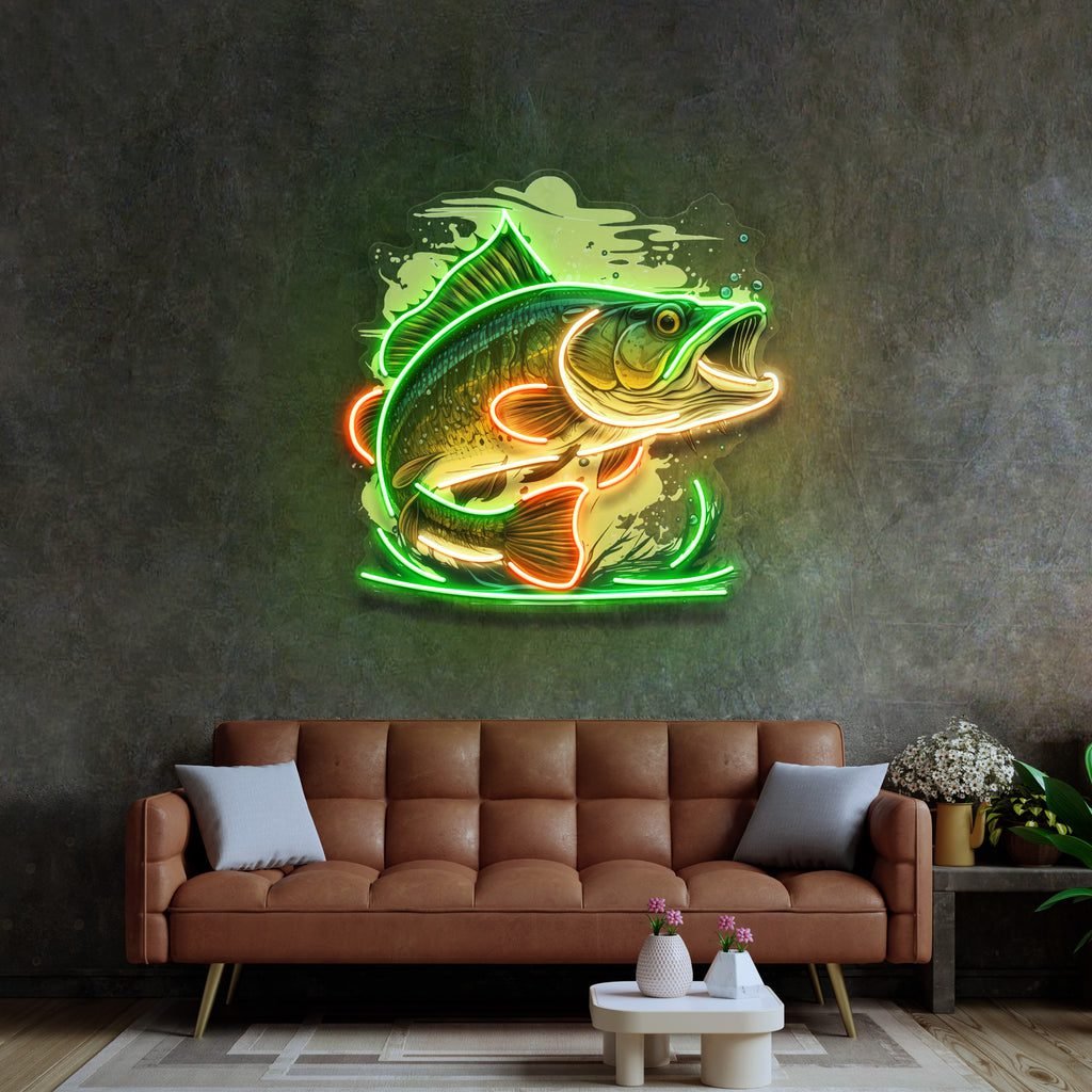 Cartoon Big Sea Bass LED Neon Sign Light Pop Art - Image 4