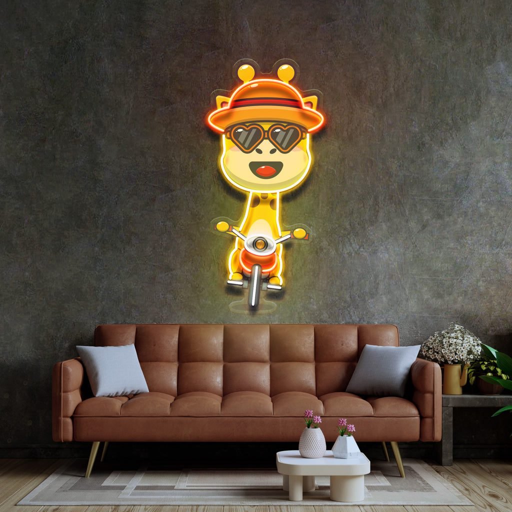 Cool Giraffe Riding A Motorcycle LED Neon Sign Light Pop Art - Image 2