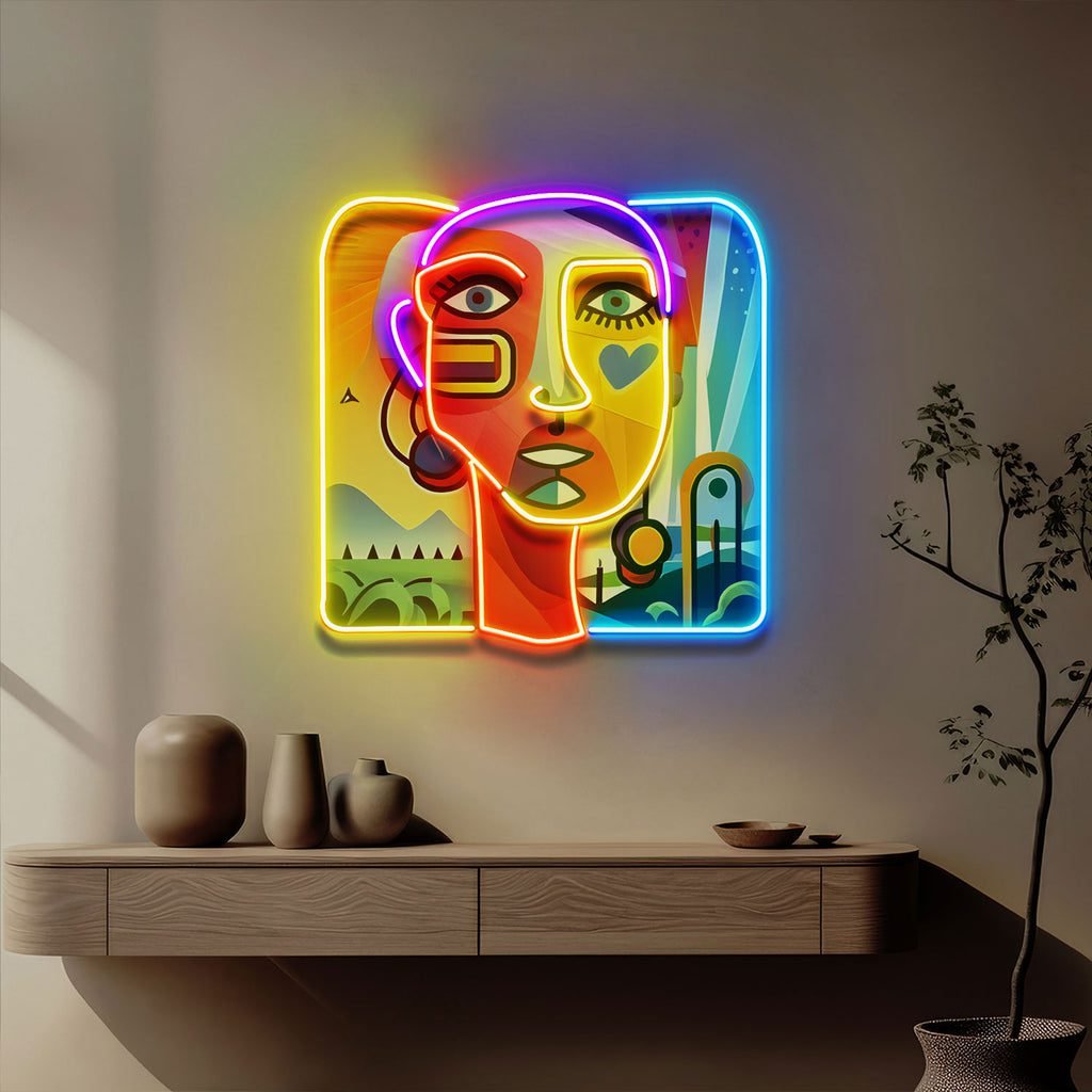 Countryside Girl Portrait Abstract Art LED Neon Sign Light Pop Art - Image 4