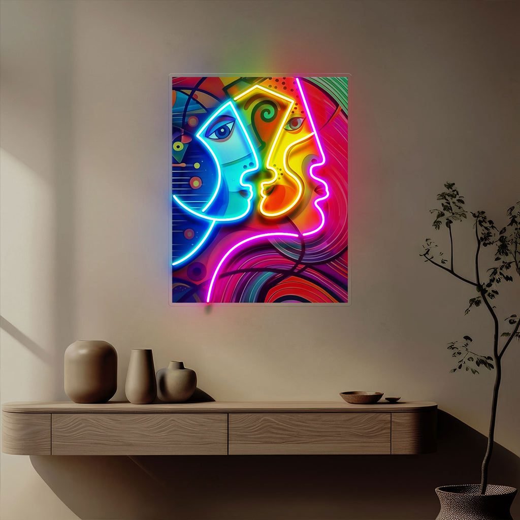 Couple Portrait Painting Abstract Art LED Neon Sign Light Pop Art - Image 2
