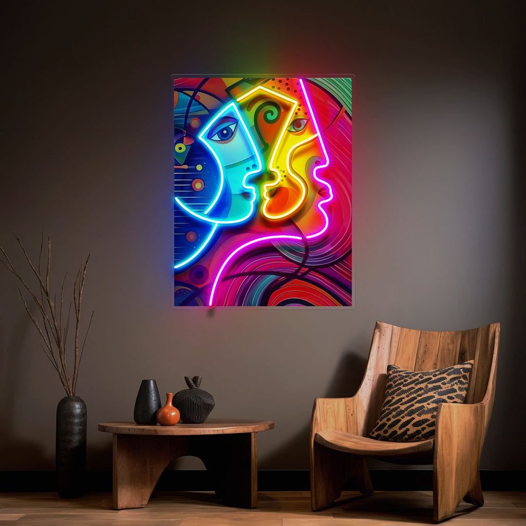 Couple Portrait Painting Abstract Art LED Neon Sign Light Pop Art - Image 4