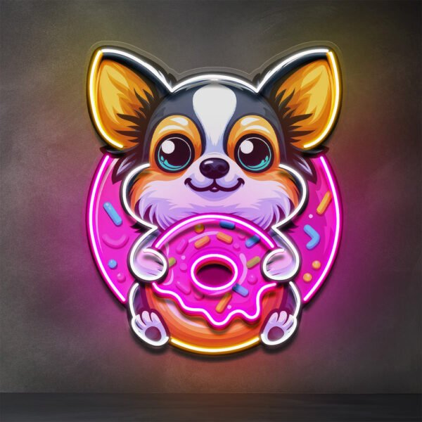 Cute Dog Eating Donut LED Neon Sign Light Pop Art