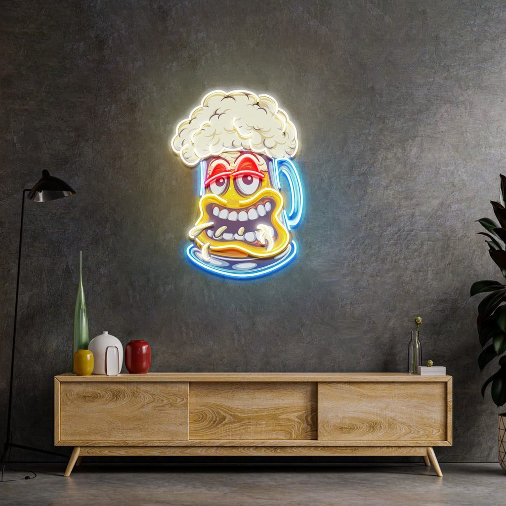 Cute Foamy Beer Glass LED Neon Sign Light Pop Art - Image 3