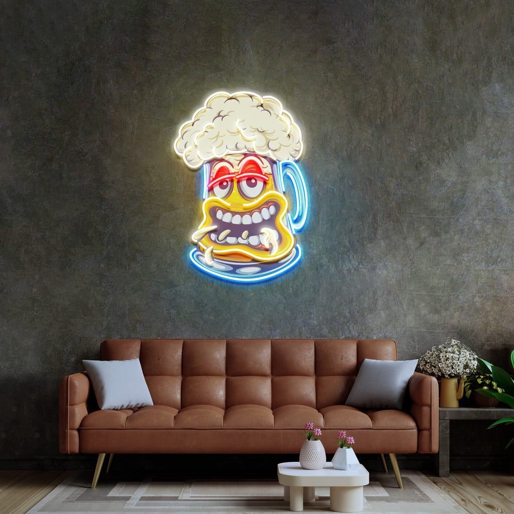 Cute Foamy Beer Glass LED Neon Sign Light Pop Art - Image 2