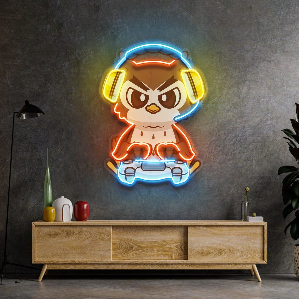 Cute Owl Gaming Cartoon LED Neon Sign Light Pop Art - Image 4