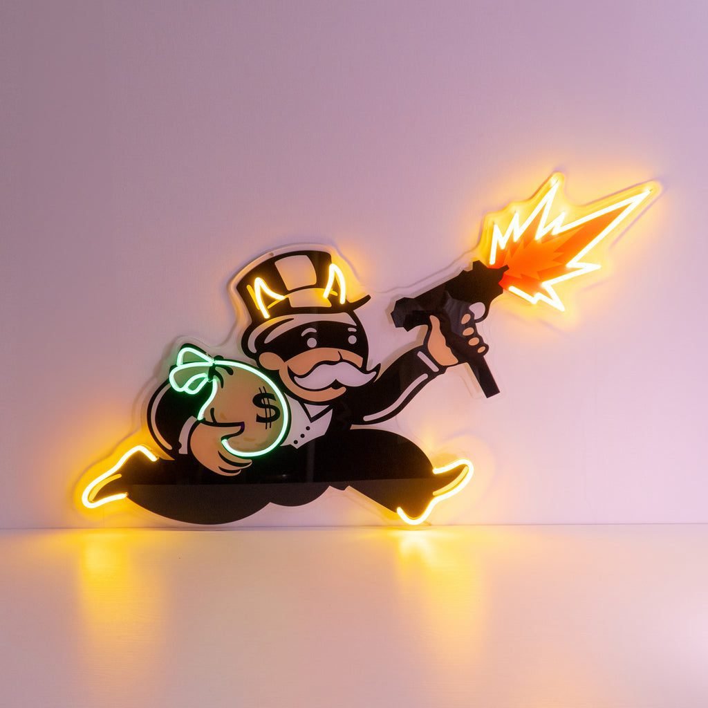 Violent Monopoly Gun Led Neon Acrylic Artwork (6)