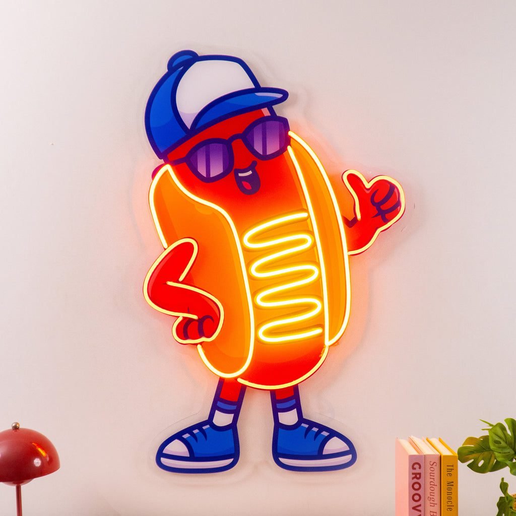 Sportie Hotdog Guy LED Neon Sign Light Pop Art