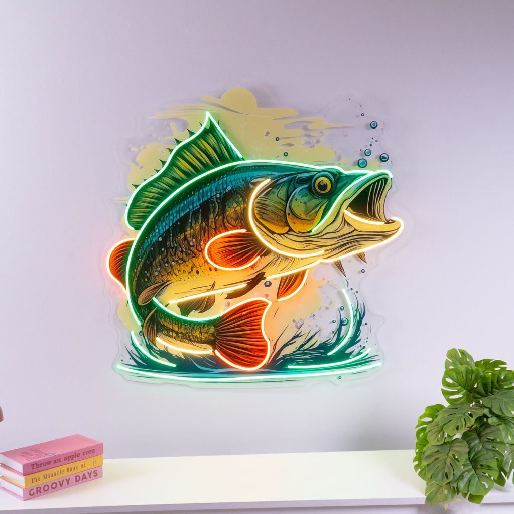 Cartoon Big Sea Bass LED Neon Sign Light Pop Art - Image 3