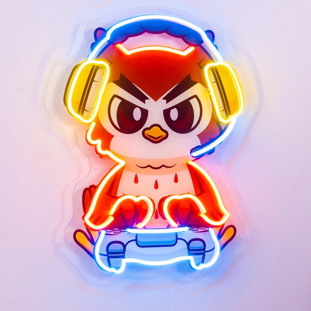Cute Owl Gaming Cartoon LED Neon Sign Light Pop Art - Image 3