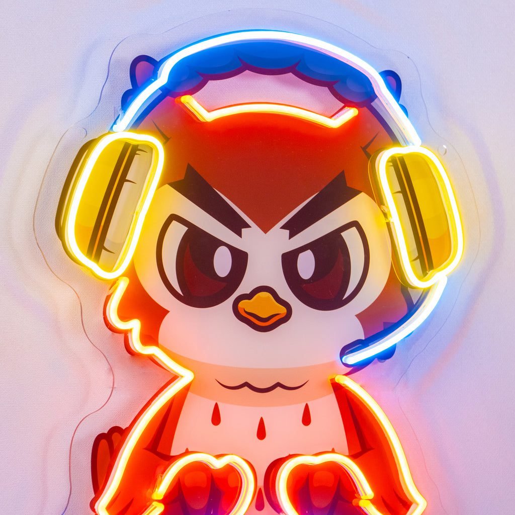 Cute Owl Gaming Cartoon LED Neon Sign Light Pop Art - Image 2