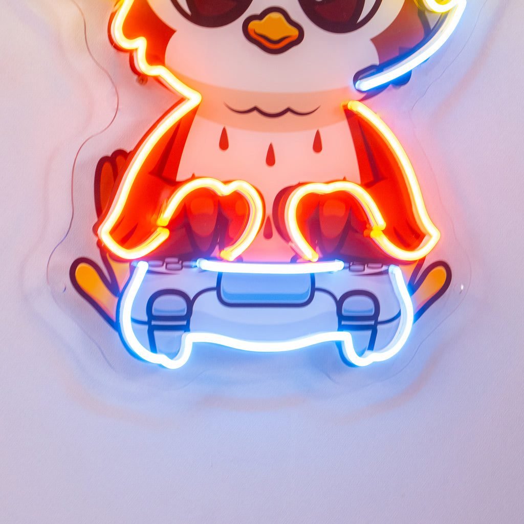 Cute Owl Gaming Cartoon LED Neon Sign Light Pop Art - Image 3