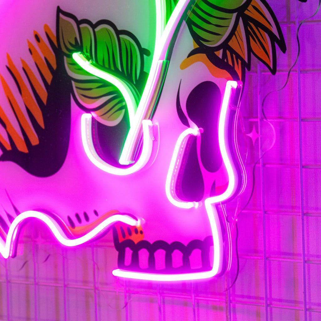 Skull Sun Flowers LED Neon Sign Light Pop Art - Image 3