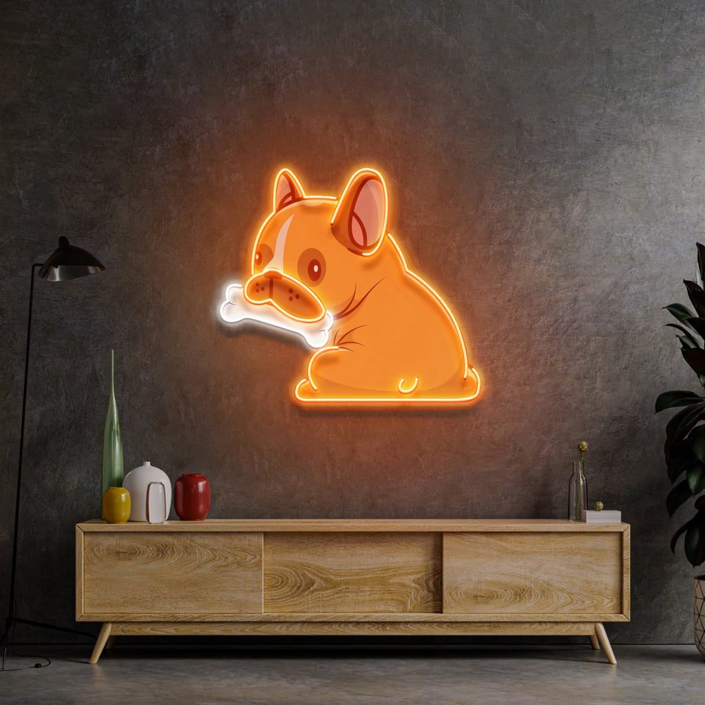Dog Gnawing Bone LED Neon Sign Light Pop Art - Image 4