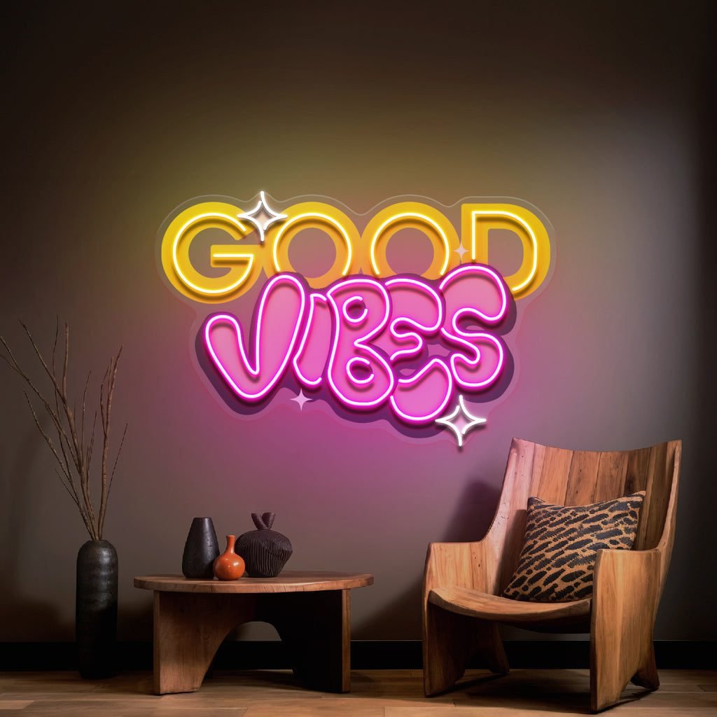 Dynamic Callipraphy GOOD VIBES LED Neon Sign Light Pop Art - Image 4