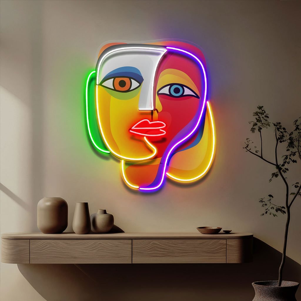 Elegant Looking Portrait Abstract Art LED Neon Sign Light Pop Art - Image 2