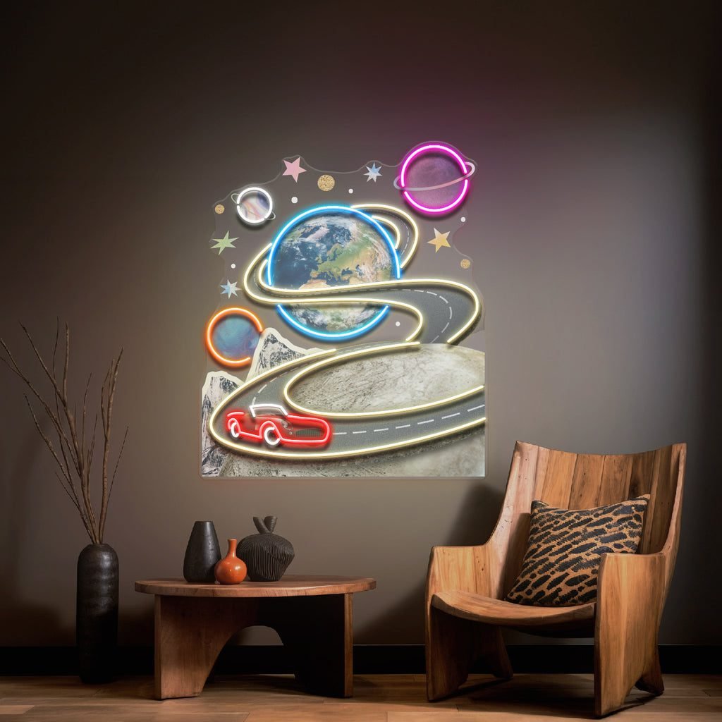 Fantastic Trip To The Moon Collapse Art LED Neon Sign Light Pop Art - Image 4