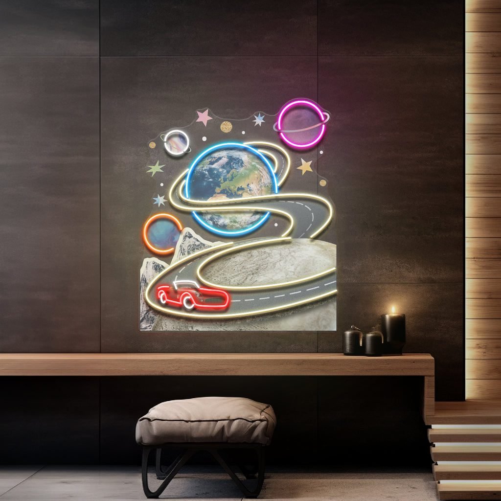 Fantastic Trip To The Moon Collapse Art LED Neon Sign Light Pop Art - Image 3