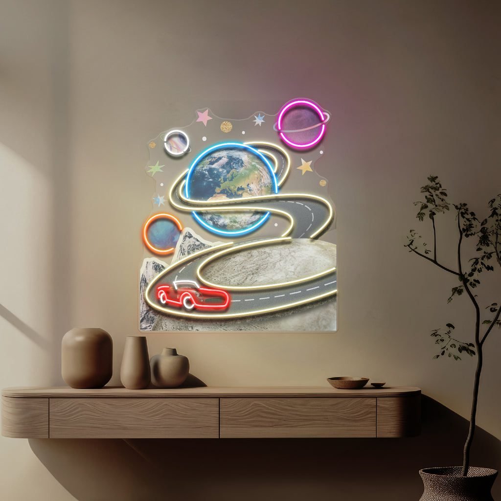 Fantastic Trip To The Moon Collapse Art LED Neon Sign Light Pop Art - Image 2