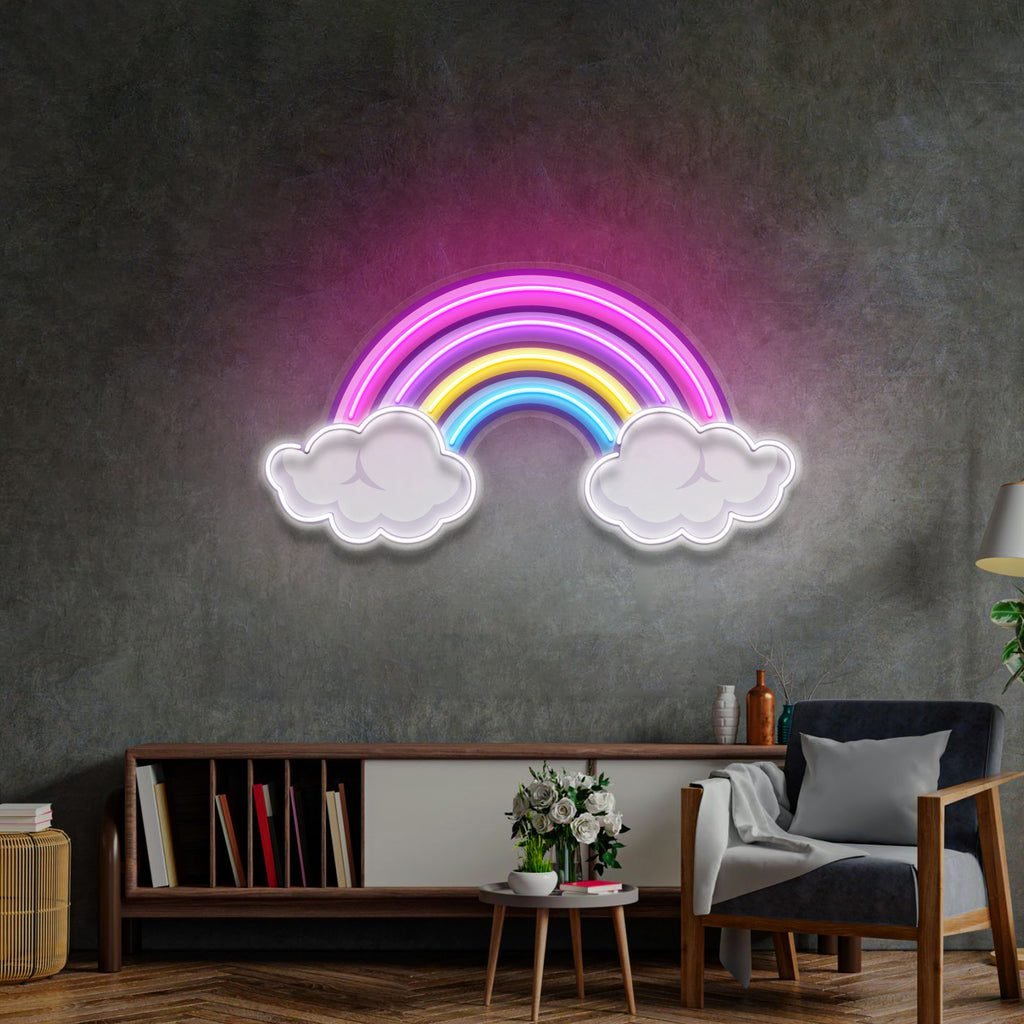 Rainbow Floating on Clouds LED Neon Sign Light Pop Art - Image 3