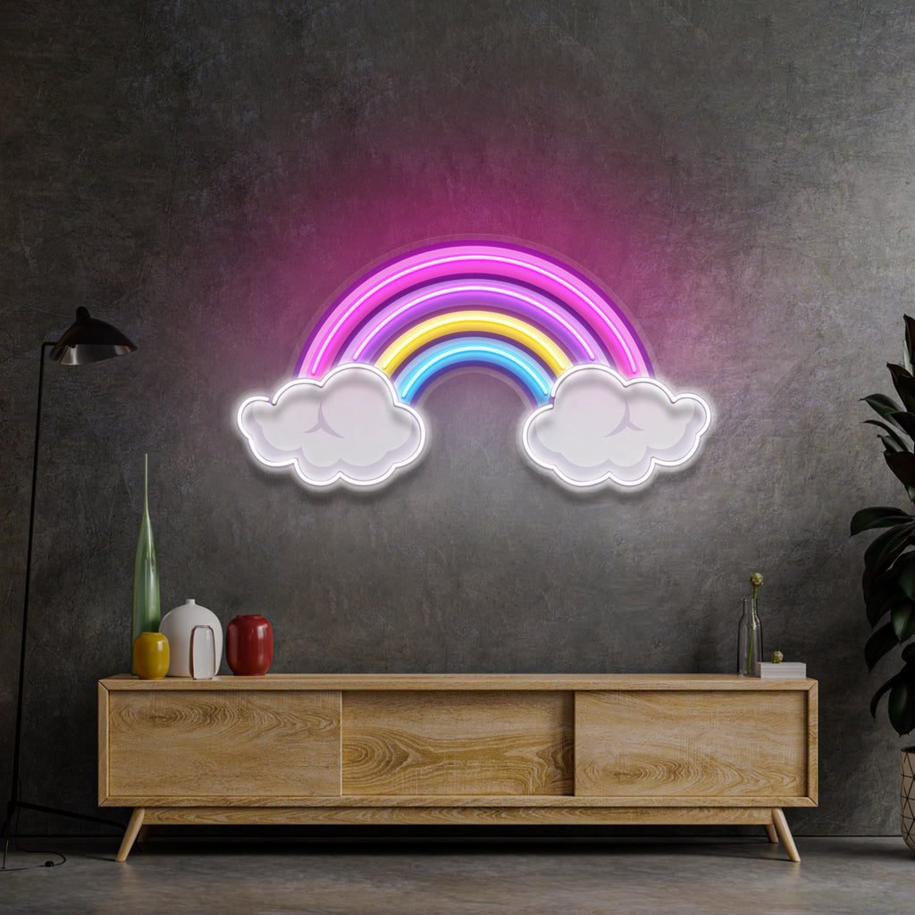 Rainbow Floating on Clouds LED Neon Sign Light Pop Art - Image 2