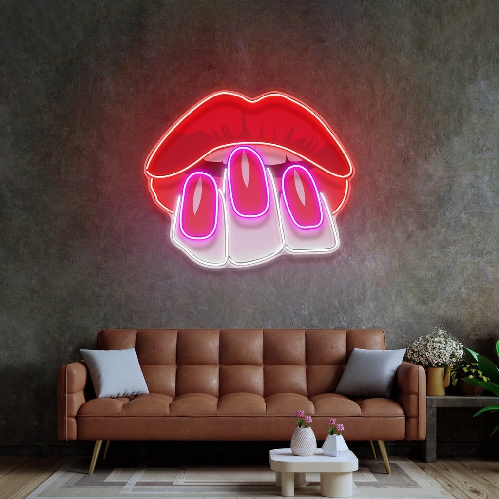 Sexy Hands on Lips LED Neon Sign Light Pop Art - Image 2