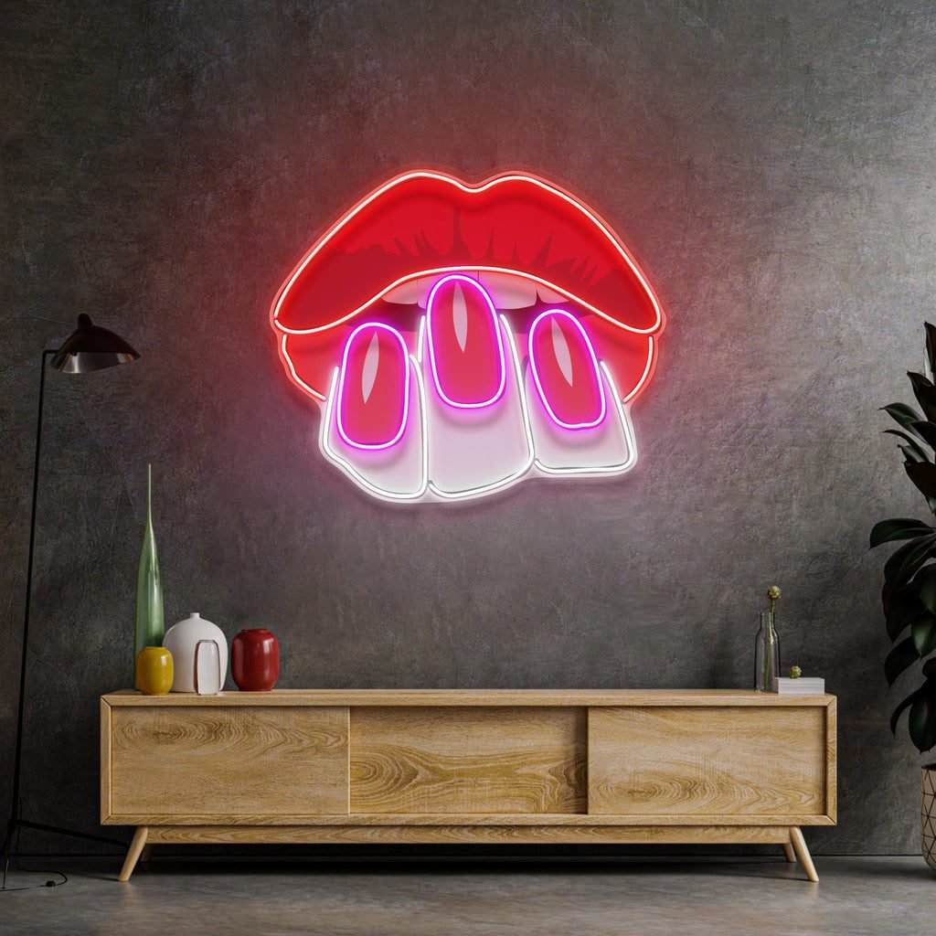 Sexy Hands on Lips LED Neon Sign Light Pop Art - Image 3