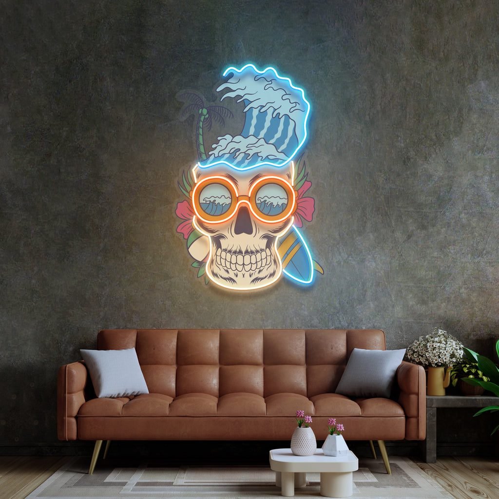 Skull Beach LED Neon Sign Light Pop Art - Image 3
