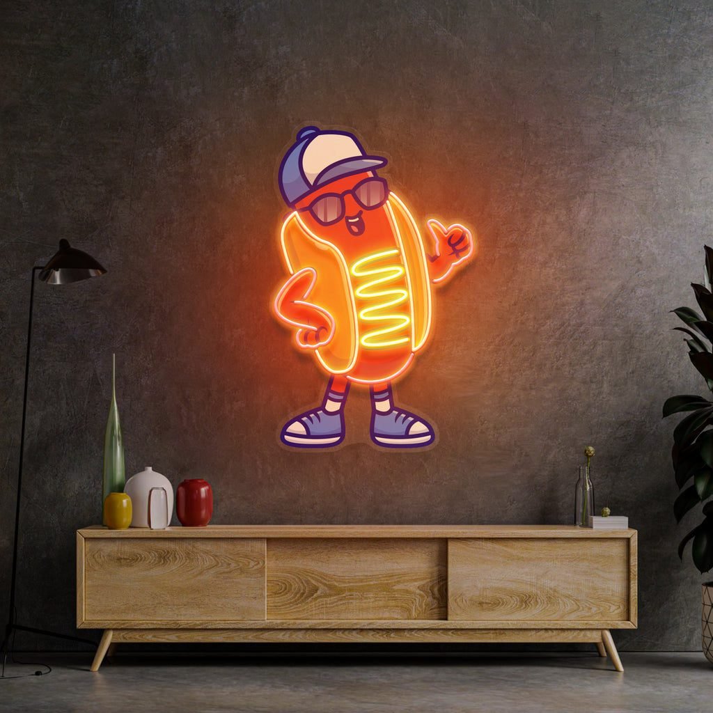Sportie Hotdog Guy LED Neon Sign Light Pop Art - Image 3