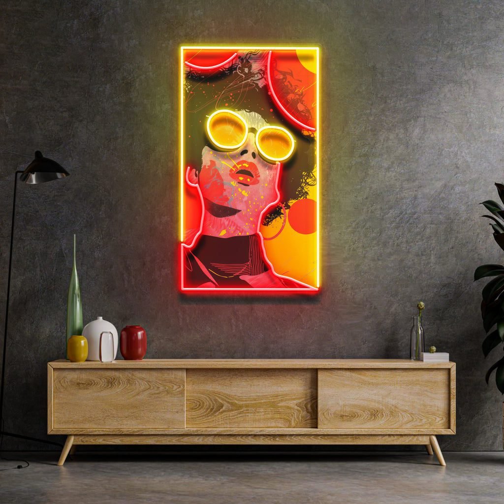 Vibrant Retro Pop Art Woman Portrait LED Neon Sign Light Pop Art - Image 2