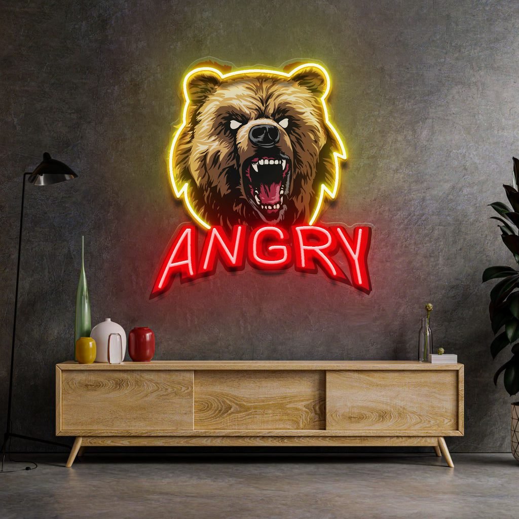 Angry Bear LED Neon Sign Light Pop Art - Image 2