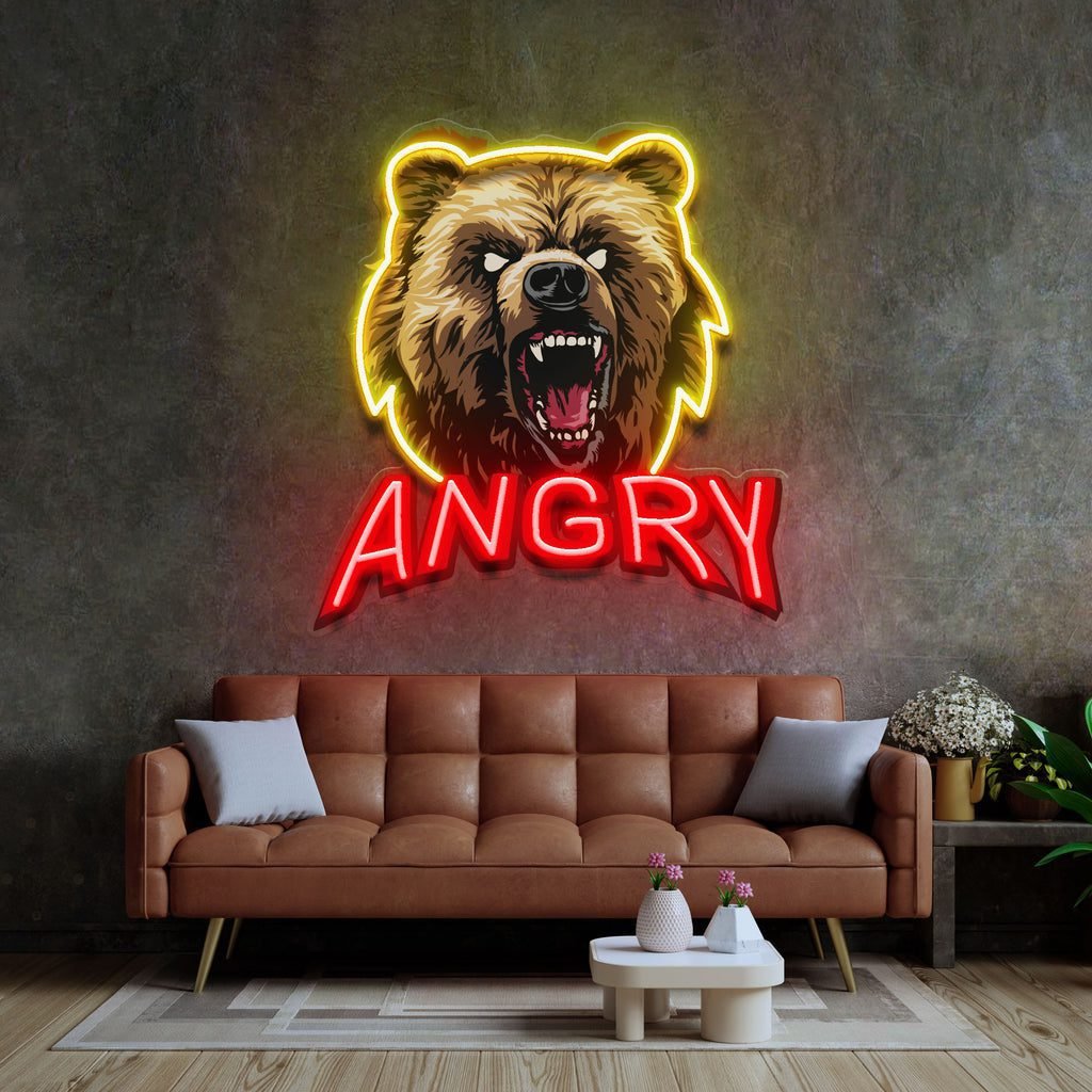 Angry Bear LED Neon Sign Light Pop Art - Image 3
