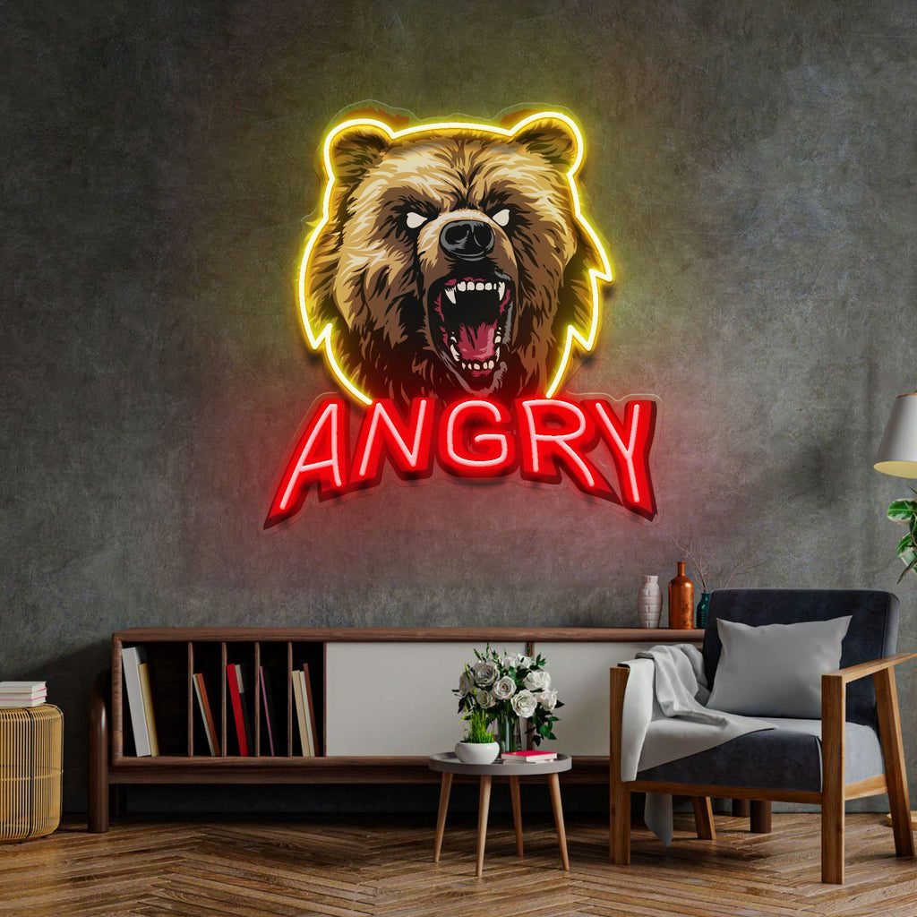 Angry Bear LED Neon Sign Light Pop Art - Image 3