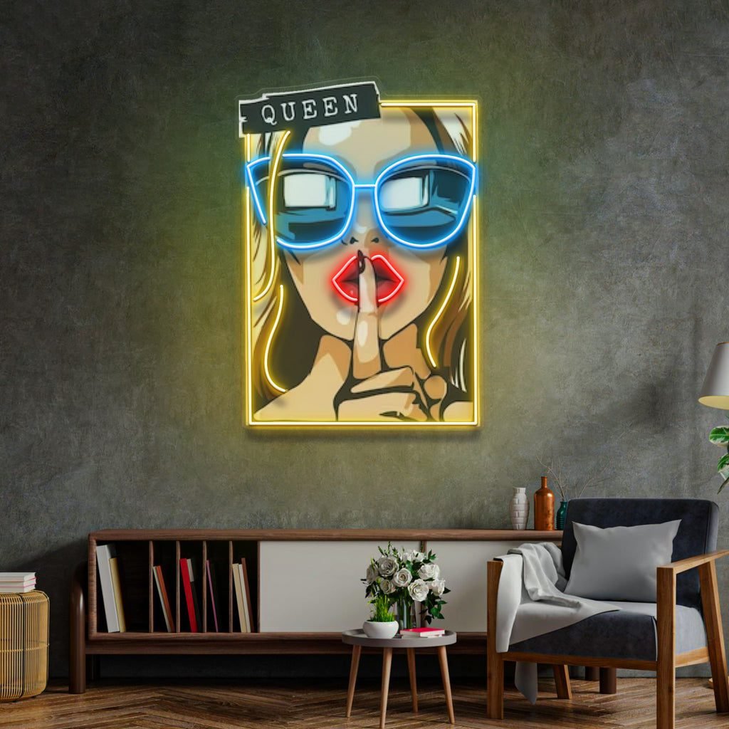 Cartoon Girl in Sunglasses LED Neon Sign Light Pop Art - Image 2