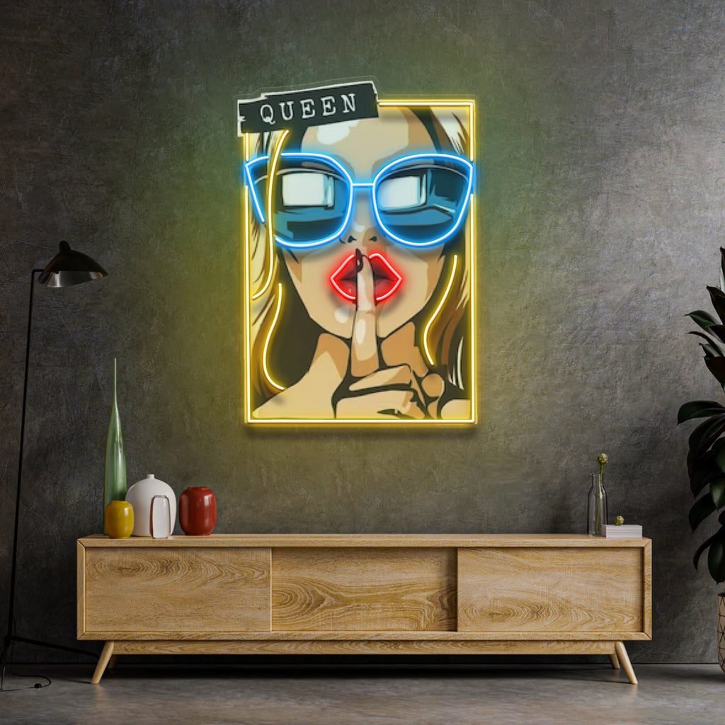 Cartoon Girl in Sunglasses LED Neon Sign Light Pop Art - Image 3