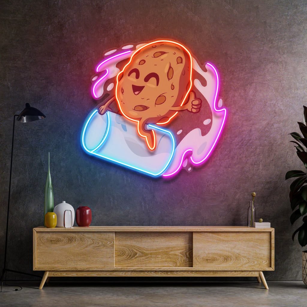 Cookie Riding a Glass LED Neon Sign Light Pop Art - Image 2