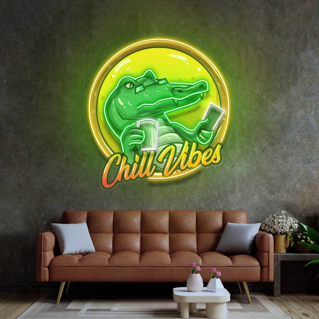 Crocodile Character Badge LED Neon Sign Light Pop Art