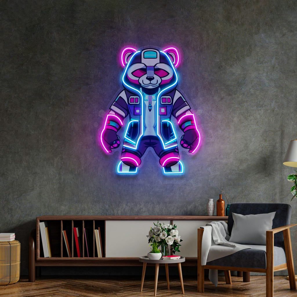 Cyborg Panda LED Neon Sign Light Pop Art - Image 3